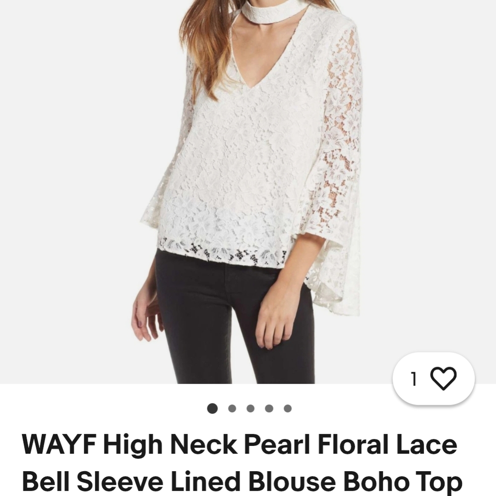 Wayf Ivory Lace Bell Sleeve Blouse - Picture 3 of 10